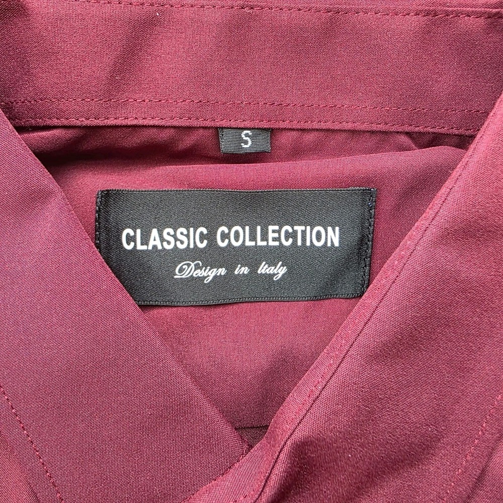 Classic Collection Design In Italy Size S Maroon Button-Up. #1034 - Picture 3 of 5